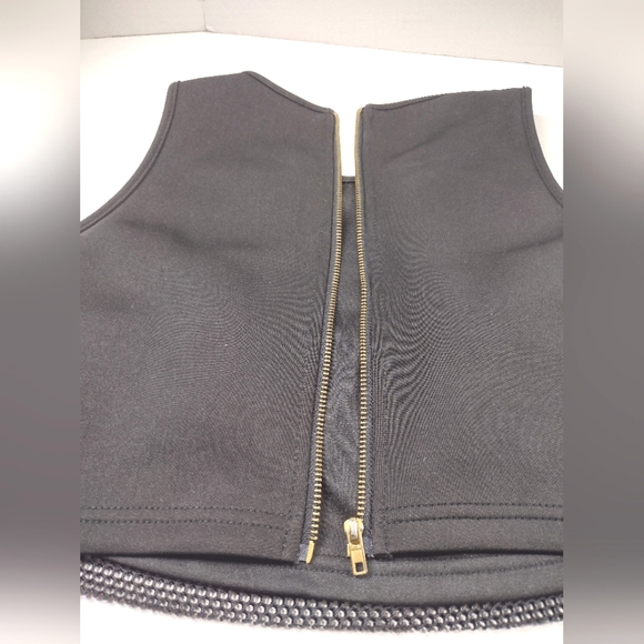 Forever 21 Black Fringe Neoprene Crop Top - Picture 7 of 9